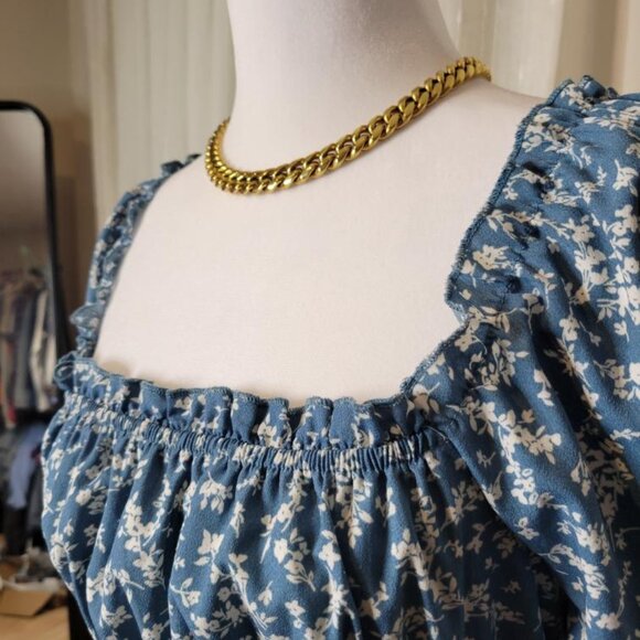 Long sleeve Boho floral Mini Dress (off the shoulder) - Picture 3 of 13